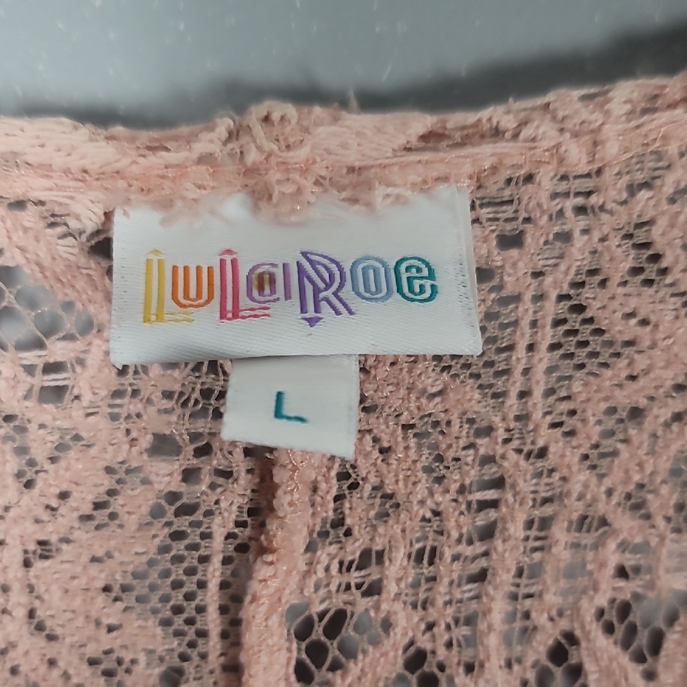 LulaRoe Chic Pink Lace Kimono Cardigan - Picture 2 of 5